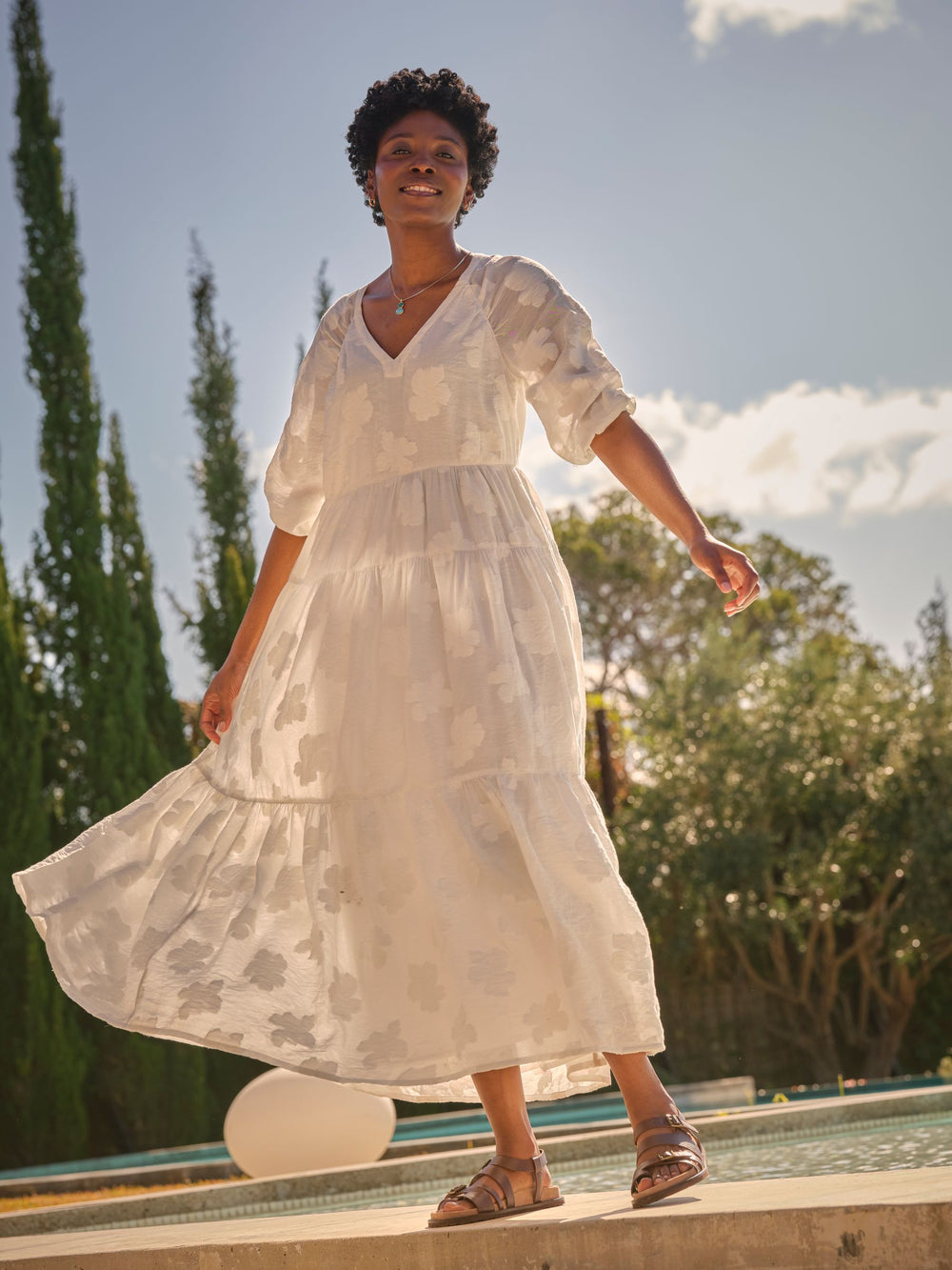 Kelly White Jacquard Maxi Dress