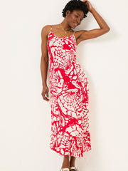Mae Red Mono Shells Midi Dress