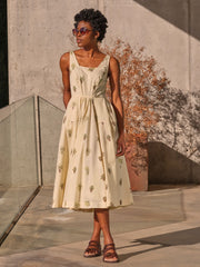 Maria Ivory Plants Midi Dress