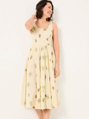 Maria Ivory Plants Midi Dress