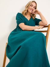 Remi Dark Teal Linen Midi Dress