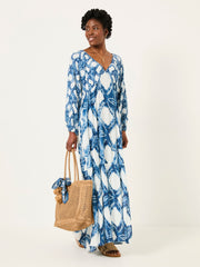 Noelle Indigo Blue Water Leaf Maxi Dress