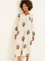 Ivory Beachwear Coral Embroidered Kaftan Dress