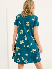 Simone Teal Blue Figs Jersey Dress