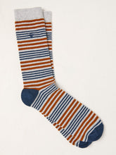 Grey & Orange Men's Striped Socks