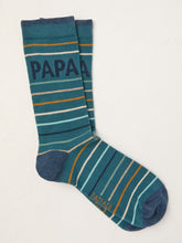 Teal Blue Papa Men's Striped Socks
