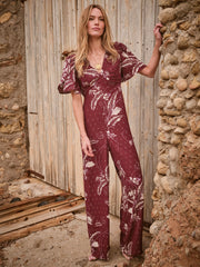 Azalea Claret Floral Print Jumpsuit
