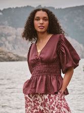 Arabella Claret Puff Sleeve Top