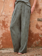Kingston Jade Green Printed Satin Trousers