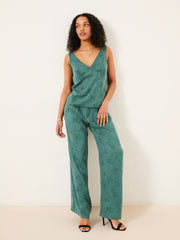 Kingston Jade Green Printed Satin Trousers