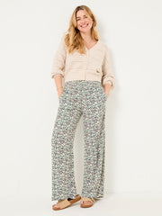 Multi Vine Floral Shirred Palazzo Trousers