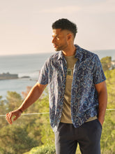Blue Short Sleeve Sprig Print 100% Cotton Shirt