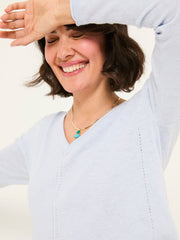 Iris Light Blue V-Neck Knitted Jumper