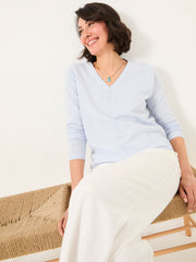 Iris Light Blue V-Neck Knitted Jumper
