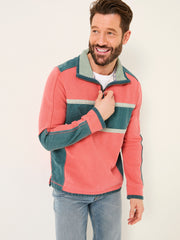 Coral Pink 100% Cotton Airlie Panel Quarter Zip Sweat Top