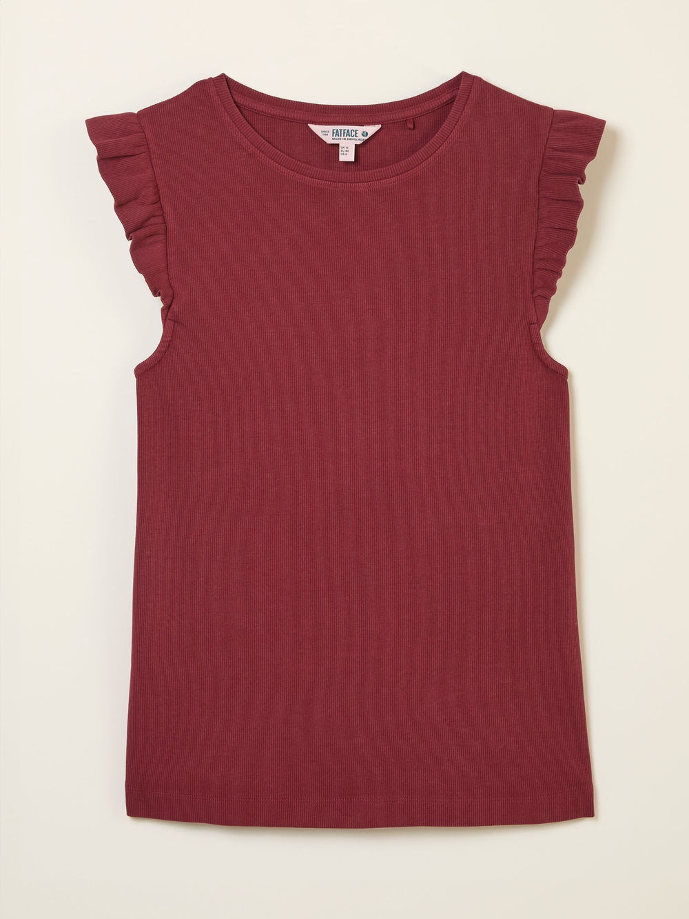 Burgundy Red Frill Sleeveless Top