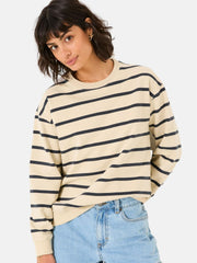 Georgia Ivory Stripe Crew Sweatshirt