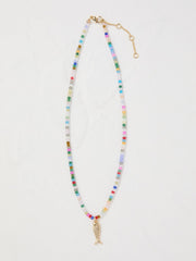 Multi Fish Pendant Beaded Necklace
