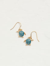 Teal Blue Turtle Drop Earrings