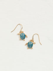 Teal Blue Turtle Drop Earrings