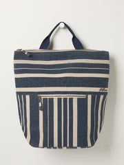 Navy Striped Woven Rucksack