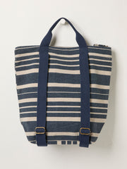 Navy Striped Woven Rucksack