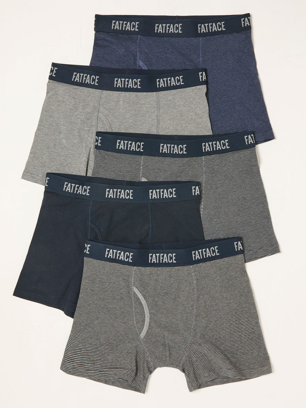 Navy Grey Stripe Classic Boxers 5 Pack