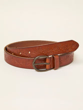 Tan Brown Embossed Leather Belt