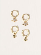 Gold Tone Seaside Huggie Hoops Earrings 2 Pack