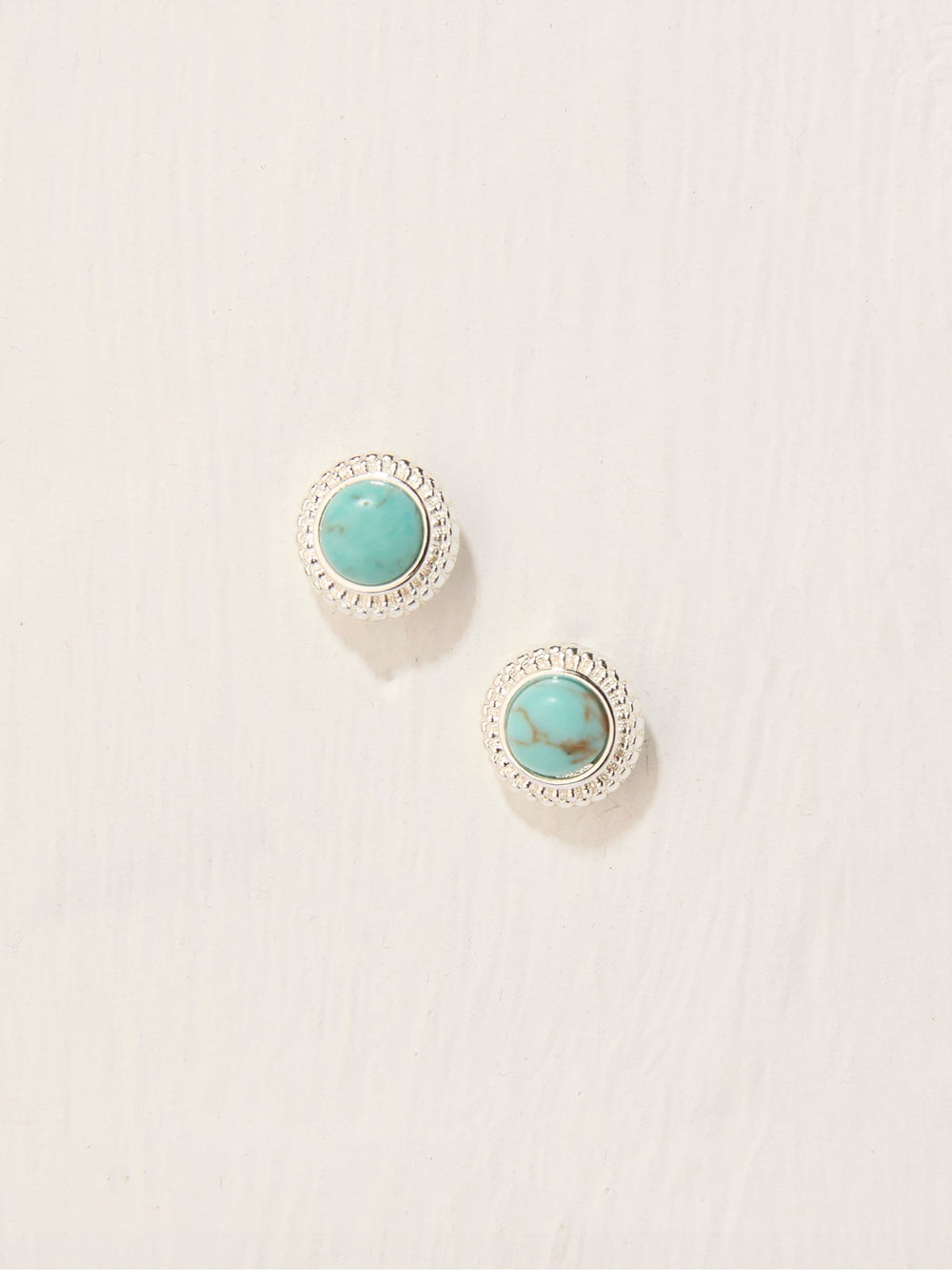 Silver Tone Stone Stud Earrings