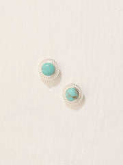 Silver Tone Stone Stud Earrings