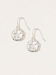 Silver Tone Hammered Circle Drop Earrings