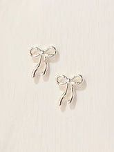 Silver Coloured Bow Stud Earrings