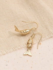 Gold Tone Fish Drop Earrings