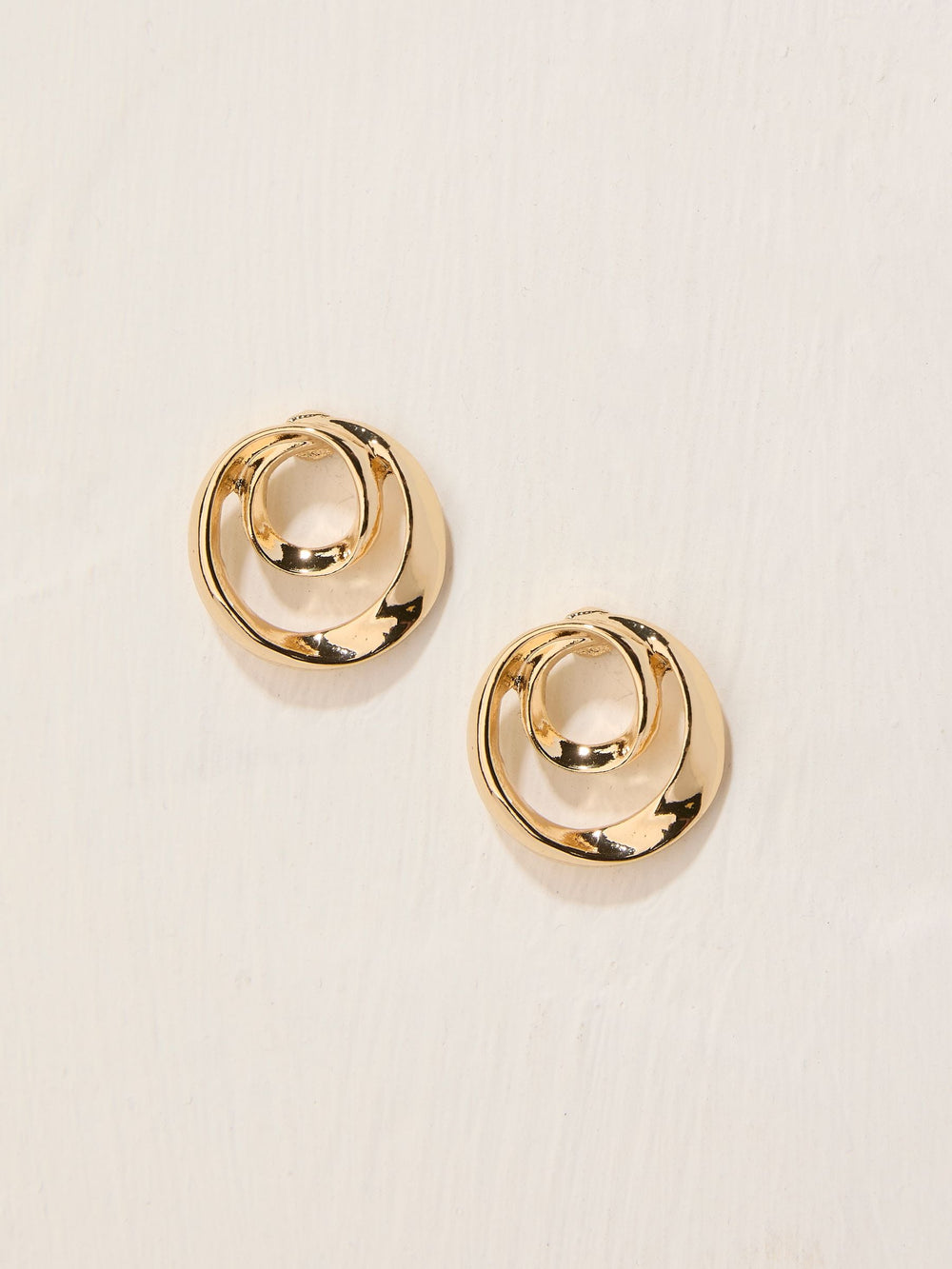 Gold Coloured Large Swirl Stud Earrings