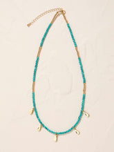 Turquoise Blue Beaded Charm Necklace