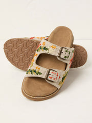 Ivory Lobster Embroidered Meldon Sandal