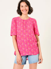 Lyndy Mid Pink Floral Block Blouse