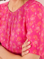 Lyndy Mid Pink Floral Block Blouse