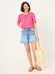 Lyndy Mid Pink Floral Block Blouse