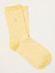 Yellow Embroidered Socks