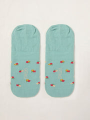 Green Floral Footsie Socks