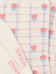 White Gingham Floral Socks