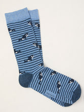 Blue Killer Whale Men's Striped Socks