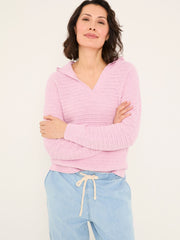 Sutton Blush Pink Textured Knitted Hoodie