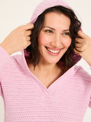 Sutton Blush Pink Textured Knitted Hoodie