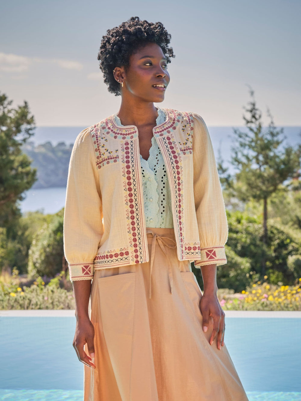 Zoe Ivory Embroidered Jacket