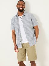 Blue Short Sleeve Semi Plain Textured Shirt