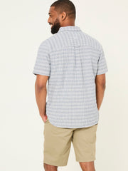 Blue Short Sleeve Semi Plain Textured Shirt