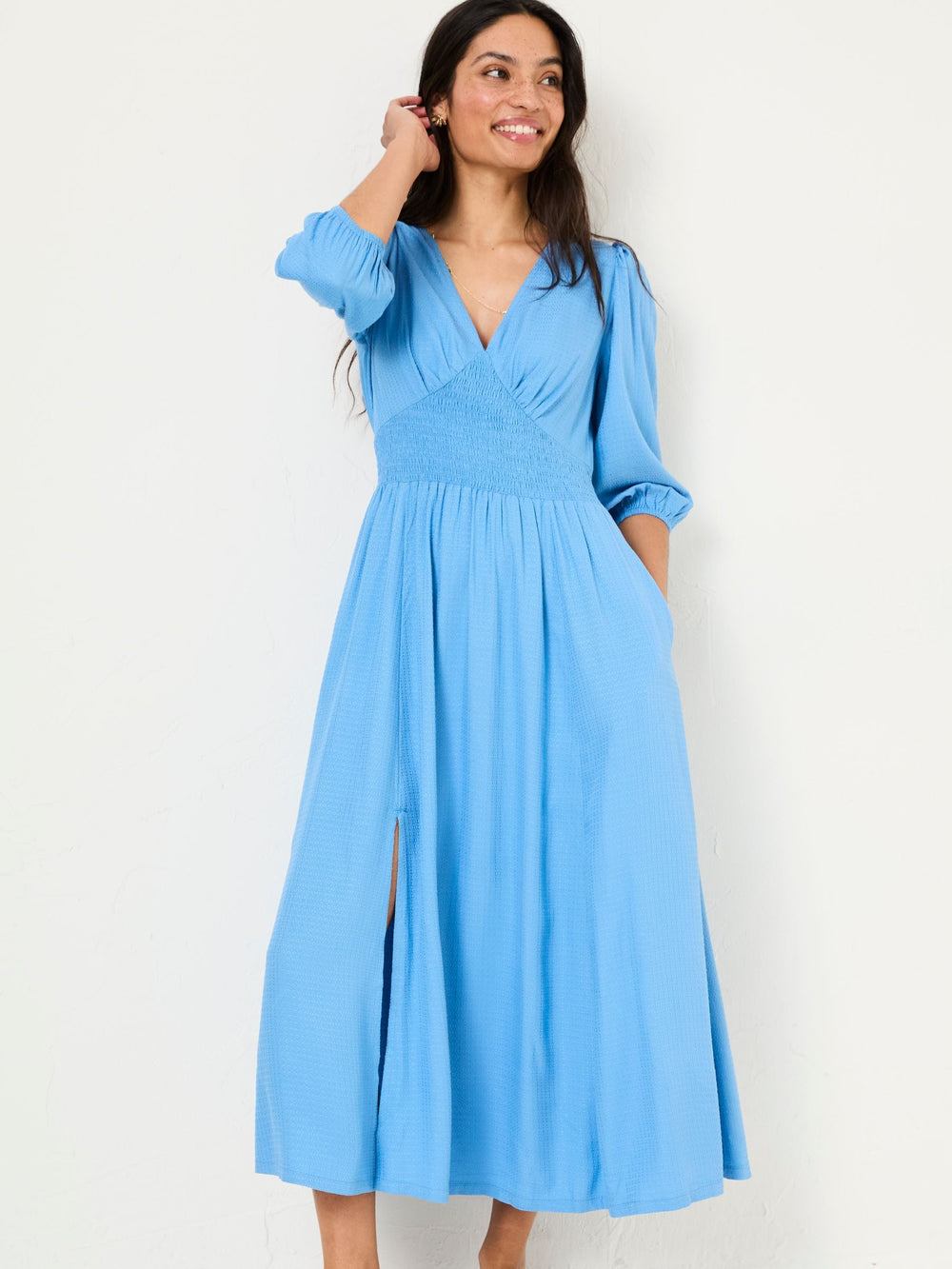 Bright Blue Rene Textured Midi Dress